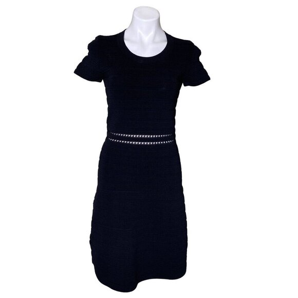 MICHAEL Michael Kors Black Fit & Flare Dress, Ribbed Cut-Out Women's Size S - Picture 2 of 11